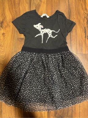 H&M Toddler Girls Short Sleeve Dog Tulle Dress - Black 5t